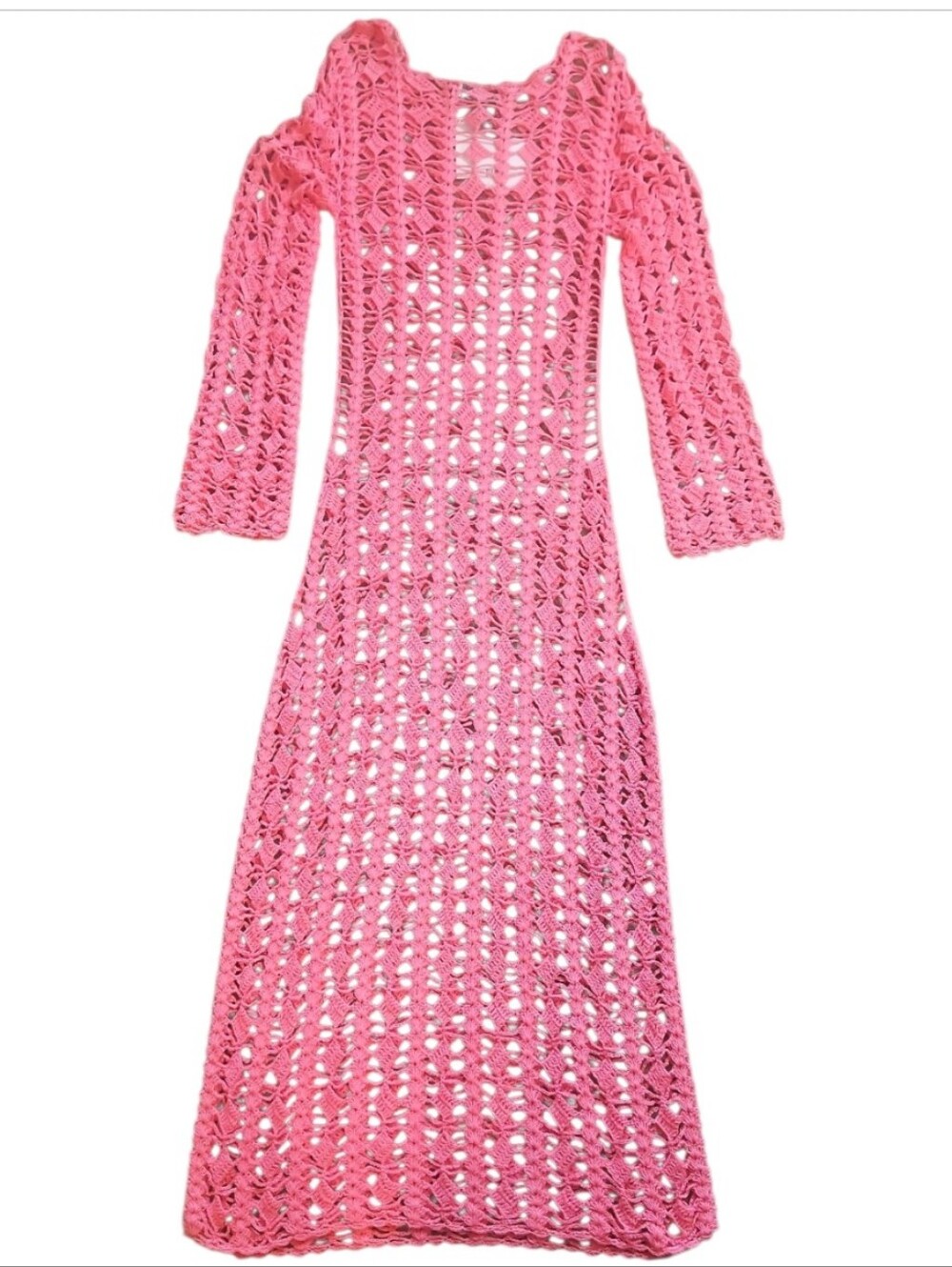 Beach Riot Ariana Crochet Maxi Dress Hot Coral L NWT Cover Up Knit - Picture 12 of 15